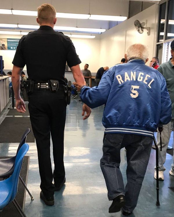 A 92-year-old man was arrested after police were called to deal with a ‘disturbance’ at a bank.