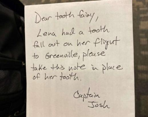 "¡Qué maravilloso gesto realizó el capitán de la aerolínea al escribir una carta a el Hada de los Dientes para la niña!"