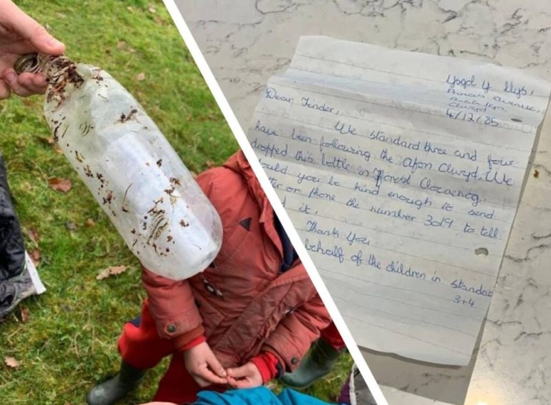 La madre y sus hijos encontraron una botella con una carta junto al río. En la carta estaba escrito lo siguiente: 'Es realmente increíble...'