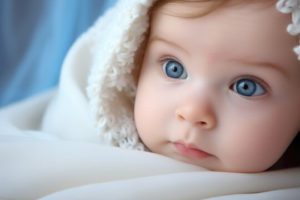 "Encantadores momentos con un adorable bebé bendecido con hermosos ojos azules."