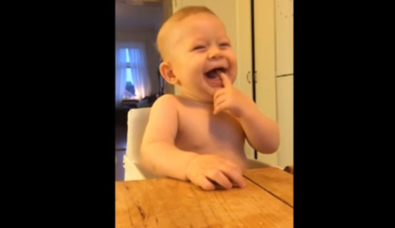 Divertida travesura de este pequeño provocó en él una risa histérica.