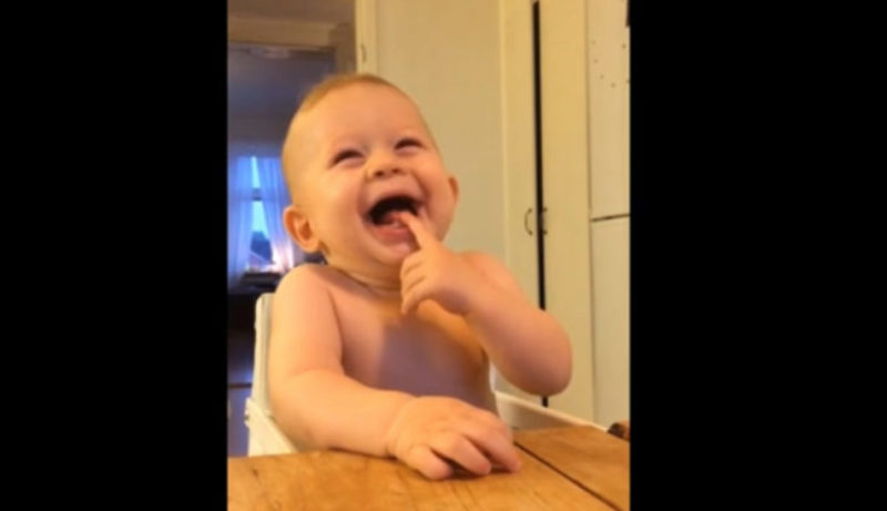 Divertida travesura de este pequeño provocó en él una risa histérica.