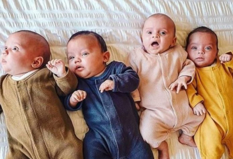 En esta familia ocurrió algo increíble: la madre de 30 años finalmente dio a luz a cuatro hijos.