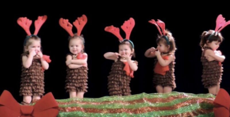 Pequeños bailarines disfrazados de renos impresionan al público con su baile navideño