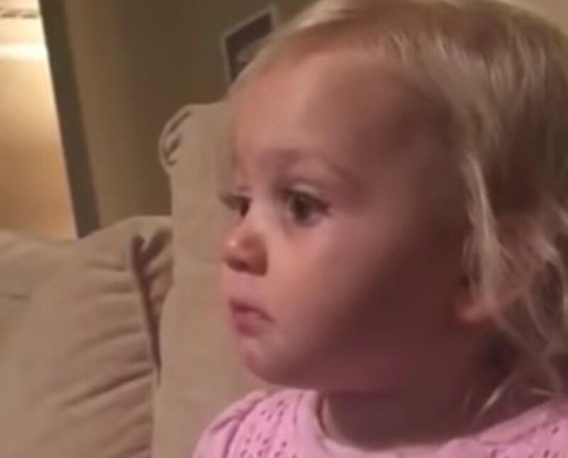 Niña de 2 años llora viendo una película, luego derrite su corazón con razón