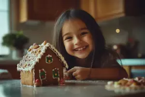 "Es hermoso, como la Casa Secreta a la que Papá me lleva todos los fines de semana," dijo mi hija mientras decoraba una casa de jengibre.