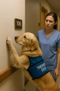 Un perro de terapia no paraba de rascar la pared de la habitación 106: el secreto que lo llenó de lágrimas a todos.