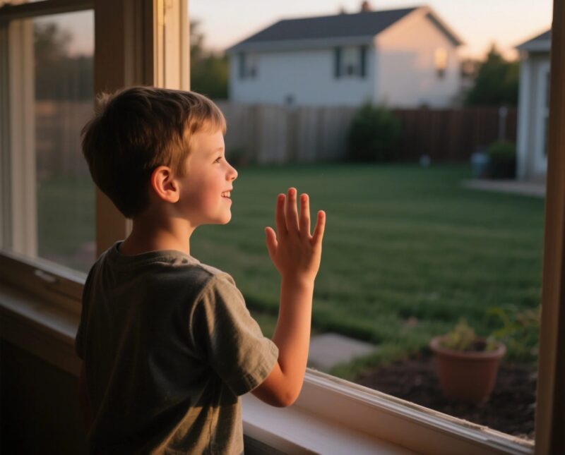 Mi hijo no dejaba de saludar en el patio trasero vacío - Revisé las imágenes y me congelé